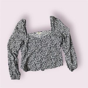 Boden Monochrome Floral Blouse